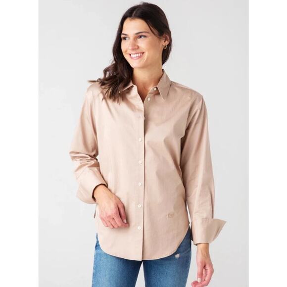 FRAME The Standard Long Sleeve Button Down Shirt In Cafe Au Lait Tan Small - Picture 1 of 9